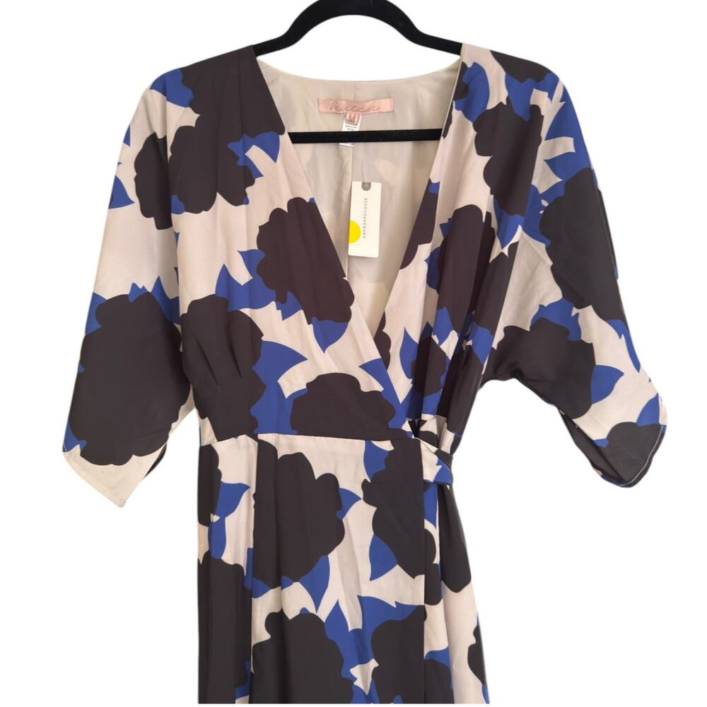 Anthropologie Hutch Geo Abstract Wrap Maxi Dress size M, Black Blue | NEW $190 - Picture 4 of 5